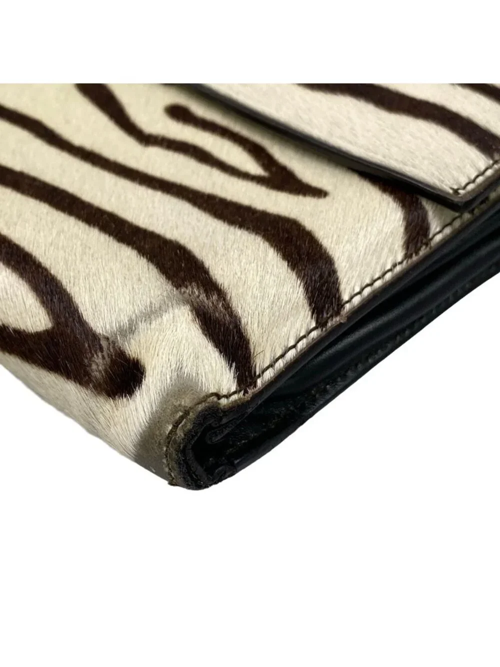 Prada Trifold Wallet Ivory Dark Brown